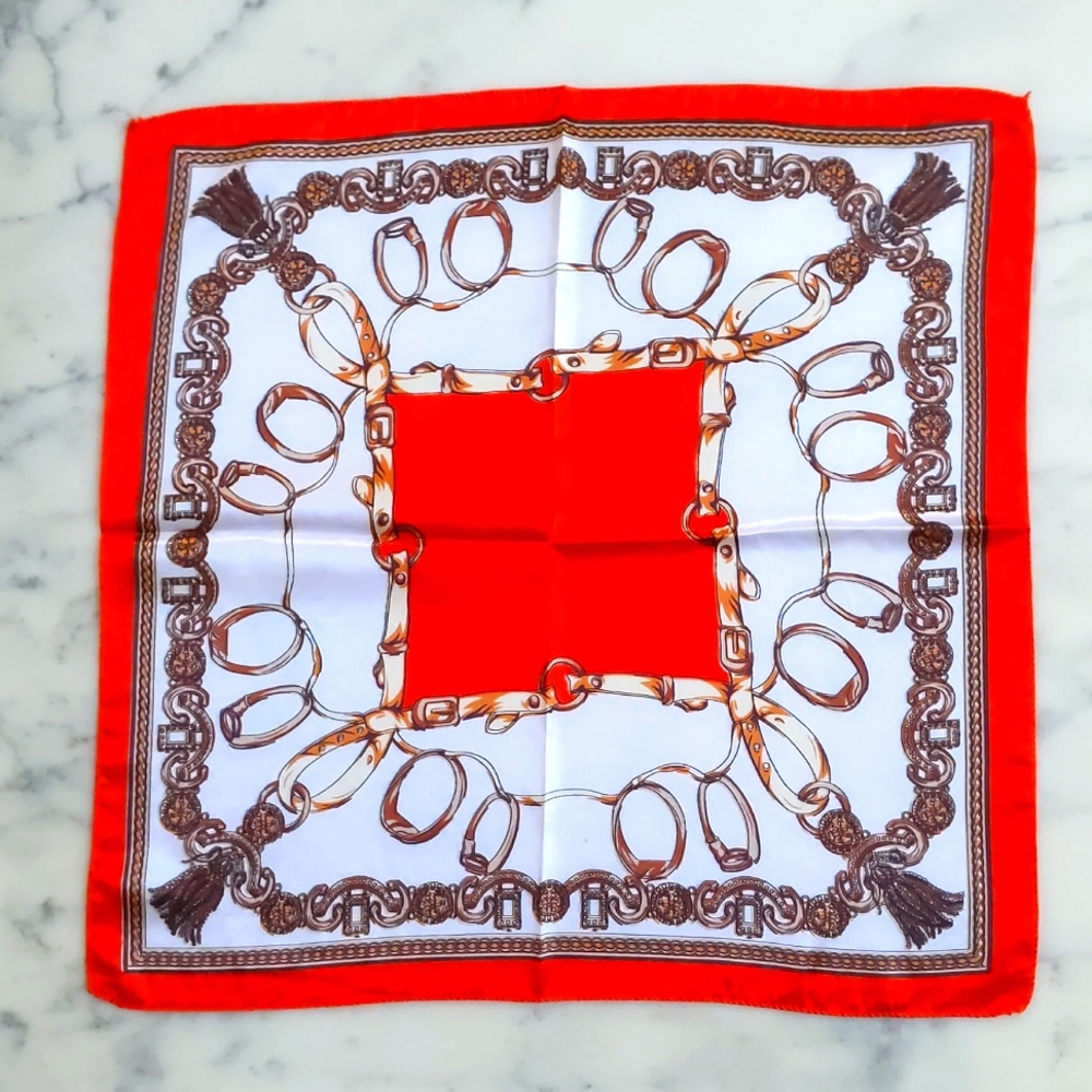 NWT. Red, white and gold scarf.